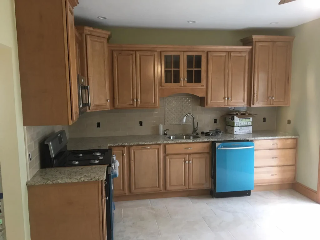 Kitchen Remodeling Greater Boston project with updated cabinets and open layout